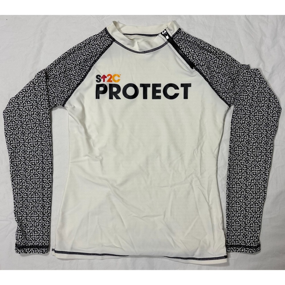 Cabana Life Womens Rashguard White Black ST2C Protect Half Zip Long Sleeve S